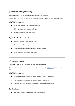inbound links and outbound links