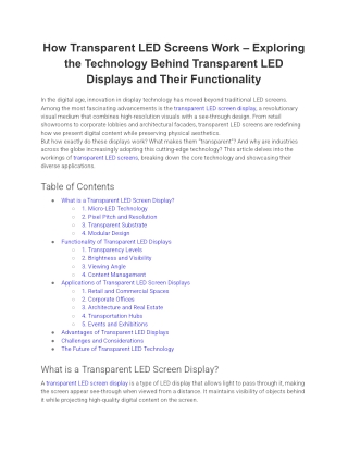 How Transparent LED Screens Work – Exploring the Technology Behind Transparent LED Displays and Their Functionality