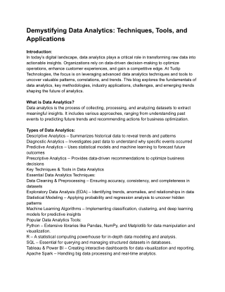 Demystifying Data Analytics_ Techniques, Tools, and Applications