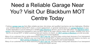 Need a Reliable Garage Near You_ Visit Our Blackburn MOT Centre Today