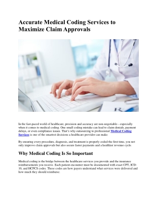 Accurate Medical Coding Services to Maximize Claim Approvals