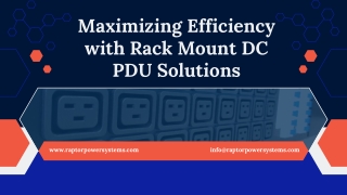 Maximizing Efficiency with Rack Mount DC PDU Solutions