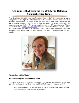Ace Your GMAT with the Right Tutor in Dallas: A Comprehensive Guide