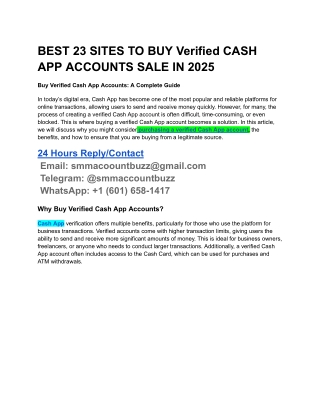 BEST 23 SITES TO BUY Verified CASH APP ACCOUNTS SALE IN 2025