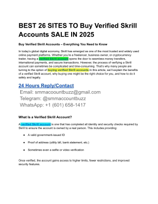 BEST 26 SITES TO Buy Verified Skrill Accounts SALE IN 2025