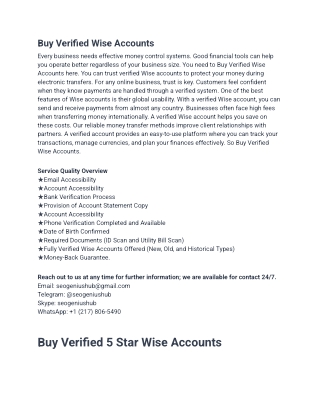 Buy Verified Wise Accounts - Secure & Affordable Accounts