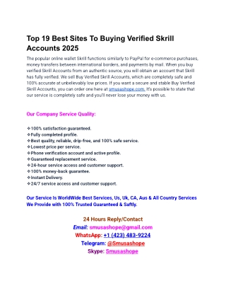 111 Best Sites To Buying Verified Skrill Accounts 2025