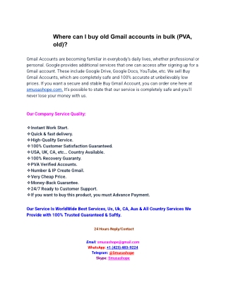 Where can I buy old Gmail accounts in bulk (PVA, old)