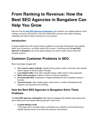 From Ranking to Revenue_ How the Best SEO Agencies in Bangalore Can Help You Grow