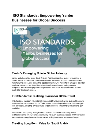ISO Standards_ Empowering Yanbu Businesses for Global Success