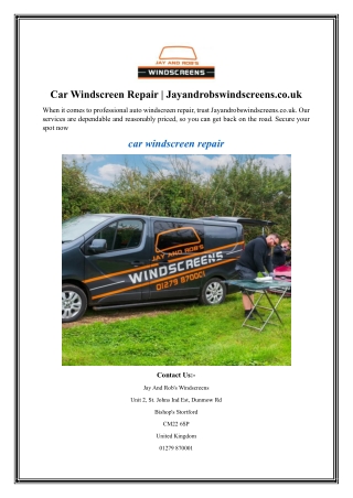 Car Windscreen Repair Jayandrobswindscreens.co.uk