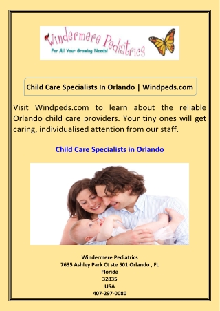 Child Care Specialists In Orlando Windpeds.com