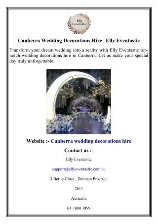 Canberra Wedding Decorations Hire   Elly Eventastic