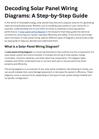 Decoding Solar Panel Wiring Diagrams A Step-by-Step Guide