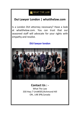 Dui Lawyer London  whatthelaw.com