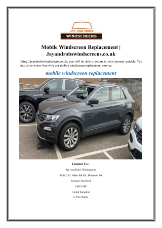 Mobile Windscreen Replacement  Jayandrobswindscreens.co.uk