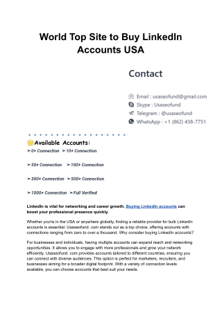 World Top Site to Buy LinkedIn Accounts USA