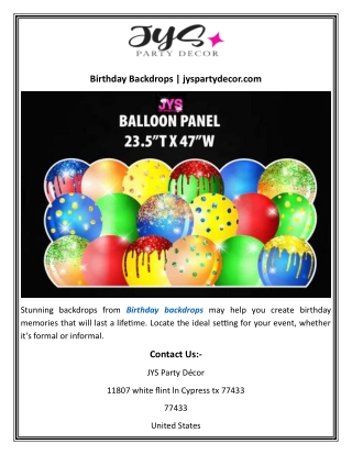 Birthday Backdrops  jyspartydecor