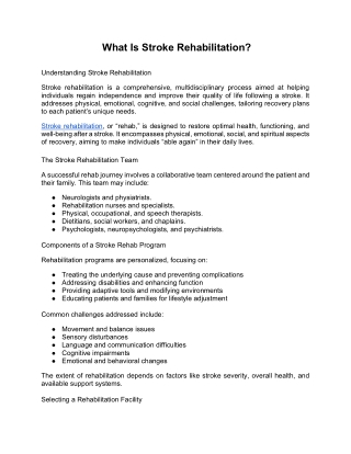 What Is Stroke Rehabilitation
