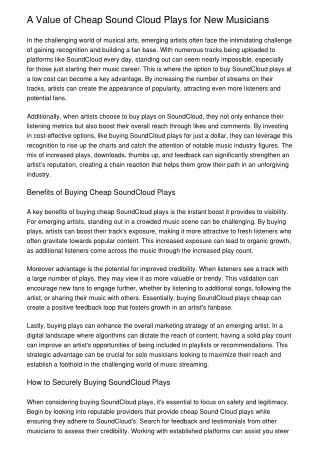 A Value of Cheap Sound Cloud Plays for New Musicians