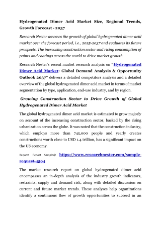 9-Hydrogenated Dimer Acid Market