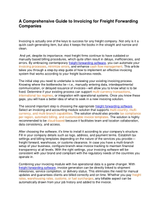 A Comprehensive Guide to Invoicing for Freight Forwarding Companies