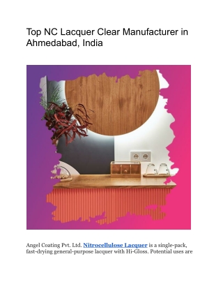 Top NC Lacquer Clear Manufacturer in Ahmedabad, India