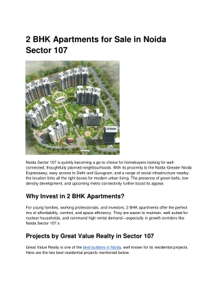 2 BHK Flats for Sale in Noida Sector 107