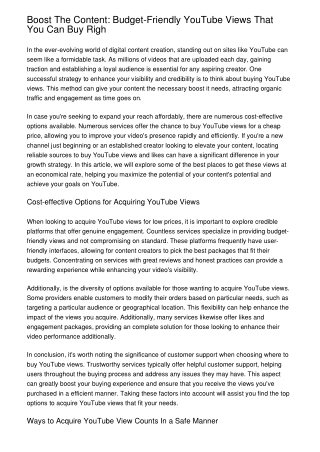 Boost The Content: Budget-Friendly YouTube Views That You Can Buy Righ