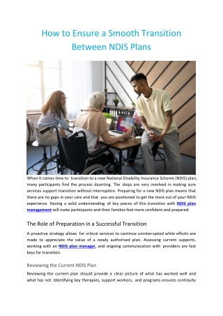 How to Ensure a Smooth Transition Between NDIS Plans