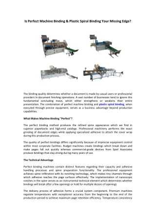 Is Perfect Machine Binding & Plastic Spiral Binding Your Missing Edge