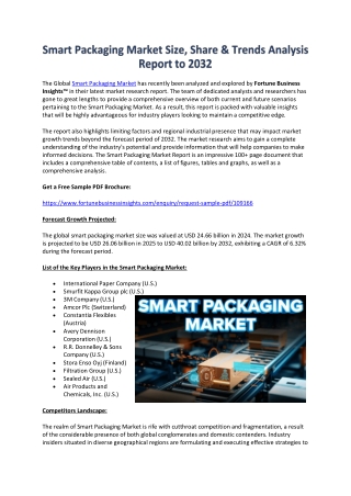 Smart Packaging Industry Trends, Opportunities & Forecast 2032