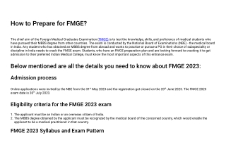 How to Prepare for FMGE?