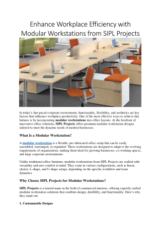 Enhance Productivity with Modular Workstations by SIPL Projects