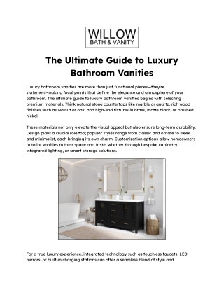 The Ultimate Guide to Luxury Bathroom Vanities