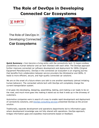 The Role of DevOps in Developing Connected Car Ecosystems