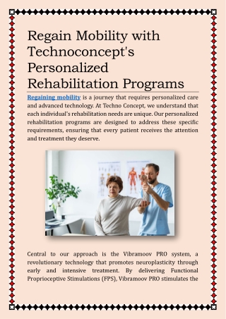 Regain Mobility with Technoconcept's Personalized Rehabilitation Programs