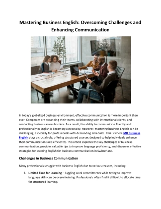 Mastering Business English: Overcoming Challenges and Enhancing Communication