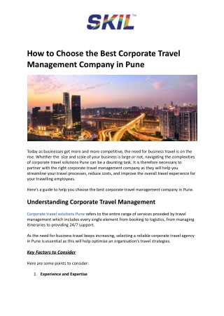 How to Choose the Best Corporate Travel Management Company in Pune