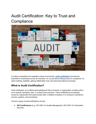 Audit Certification: Key to Trust and Compliance