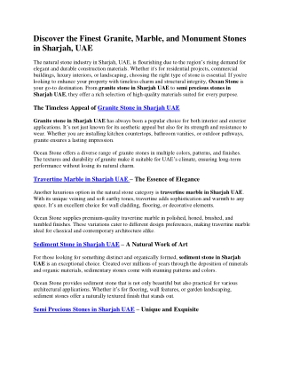 Finest Granite, Marble, Monument Stones in Sharjah