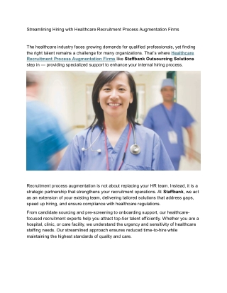 Streamlining Hiring with Healthcare Recruitment Process Augmentation Firms