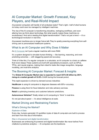 Smart, Fast, and Learning Nonstop: The Evolution of AI Computers