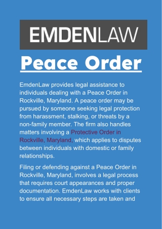 Peace Order in Rockville, Maryland: Legal Support for Harassment