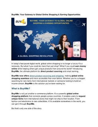 Buy4Me Your Gateway to Global Online Shopping & Earning Opportunities