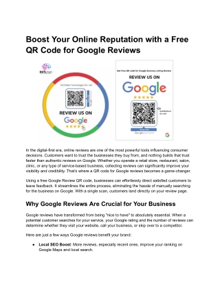 Boost Your Online Reputation with a Free QR Code for Google Reviews