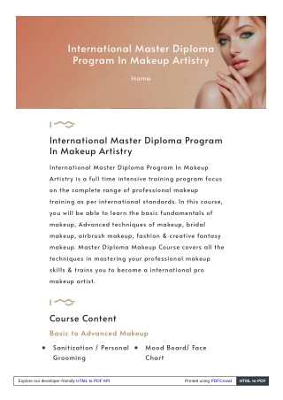 International Master Diploma Program In Makeup Artistry