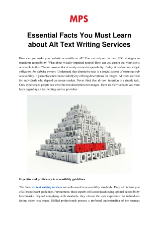 Essential Facts You Must Learn about Alt Text Writing Services