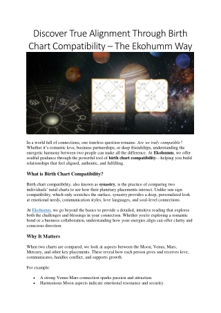 Explore Deeper Connections with Birth Chart Compatibility – Ekohumm
