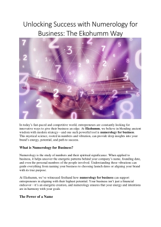 Boost Your Brand with Numerology for Business – Ekohumm’s Expert Insight
